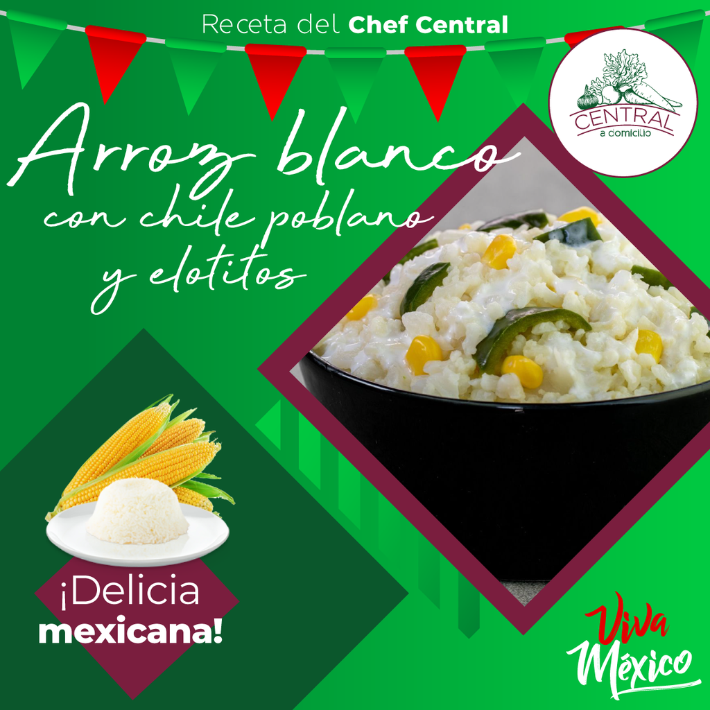 Receta: Arroz Blanco Con Chile Poblano Y Elotitos Fácil Y Rápido